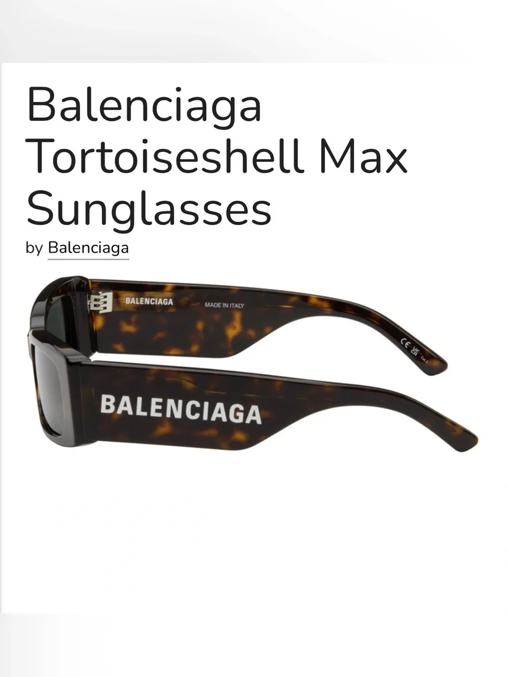 Balenciaga Dark Havana Tortoiseshell Sunglasses with White Logo